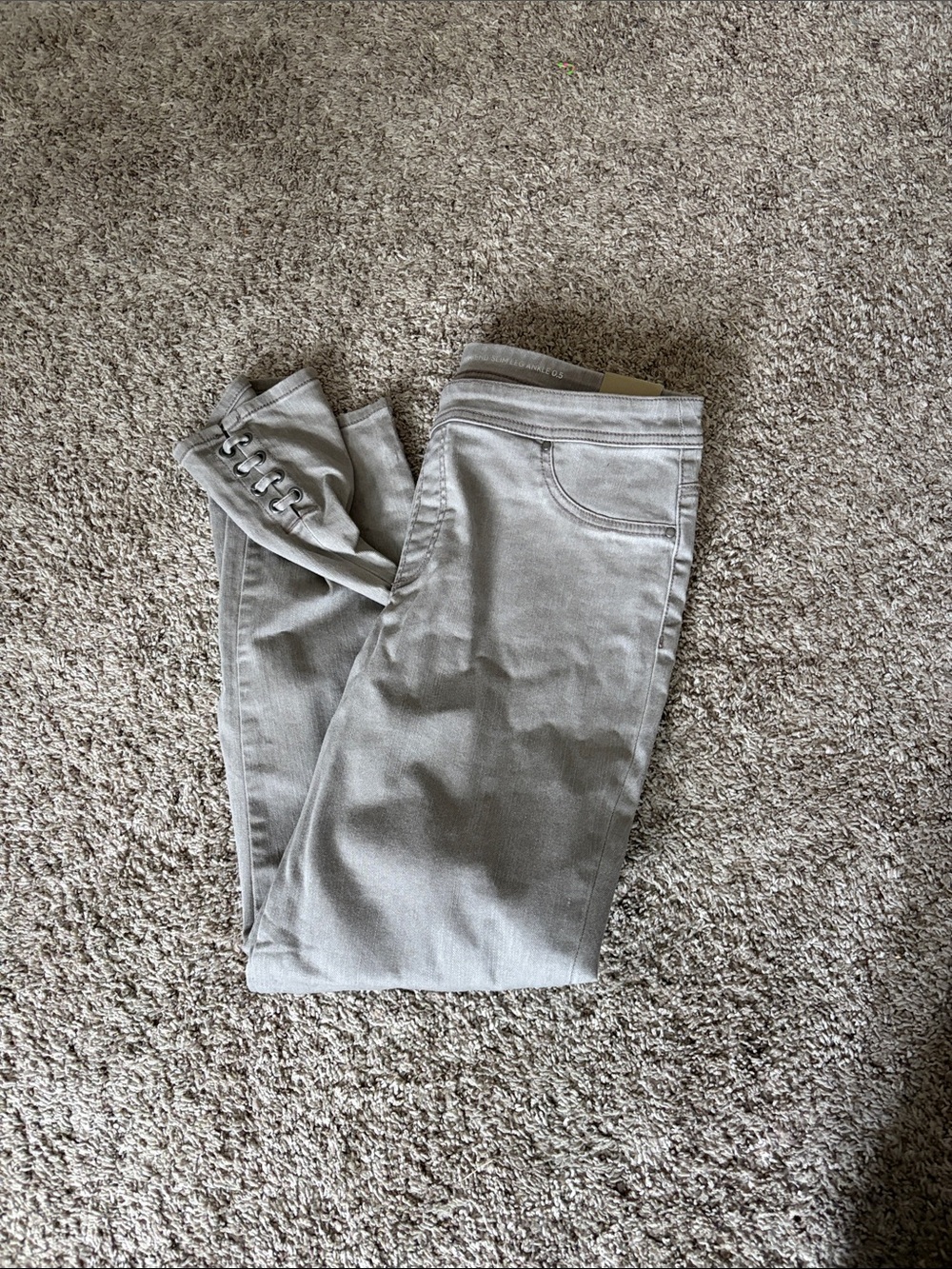 Chico's Light Gray Lace-Up Hem Jeggings